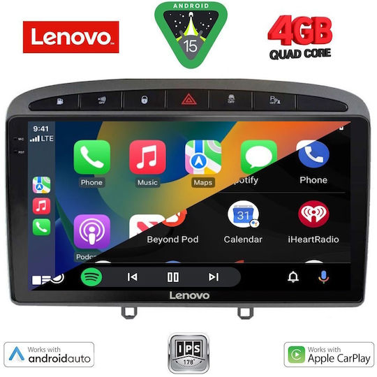 Lenovo Car Audio System for Peugeot 308 / RCZ 2007-2012 (Bluetooth/USB/AUX/WiFi/GPS/Apple-Carplay/Android-Auto) with Touch Screen 9"