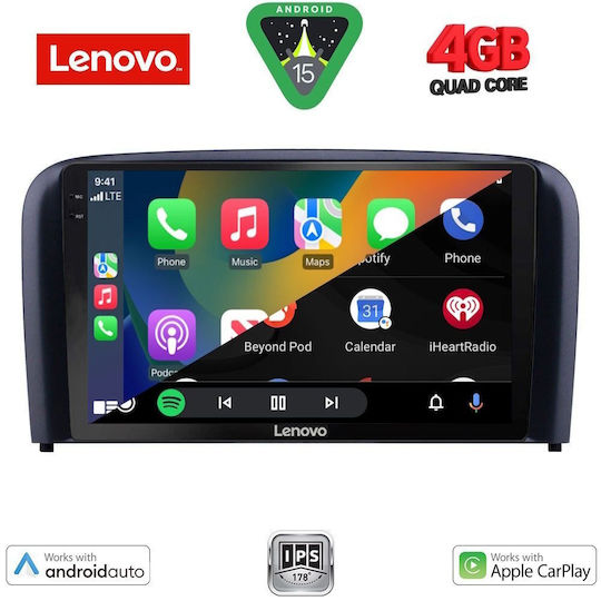 Lenovo Ηχοσύστημα Αυτοκινήτου για Volvo S80 1999-2006 (Bluetooth/USB/AUX/WiFi/GPS/Apple-Carplay/Android-Auto) με Οθόνη Αφής 9"