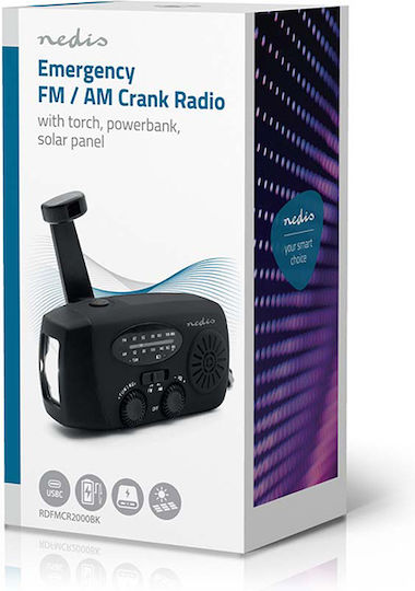 Nedis RDFMCR2000BK Portable Radio Solar with USB Black
