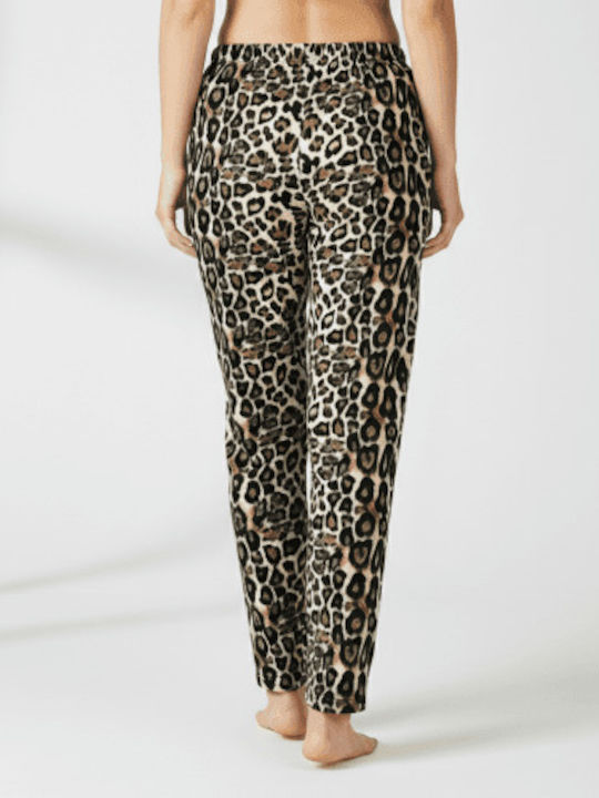 Prive Underwear Χειμερινό Γυναικείο Παντελόνι Πιτζάμας Leopard