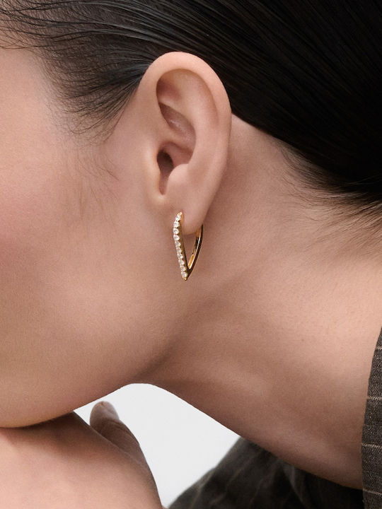 Kritsimis Earrings Hoops made of Silver Gold Plated with Stones