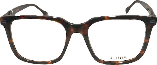Kubik Kk3067 C2 Men's Acetate Prescription Eyeglass Frames Square Brown Tortoise