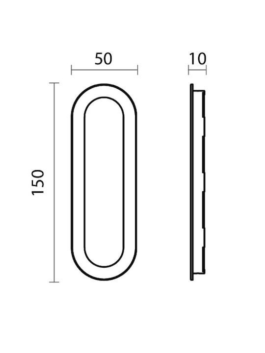 Convex Дръжка за вграждане на врати Вграден Сребрист 150мм SDH-14745