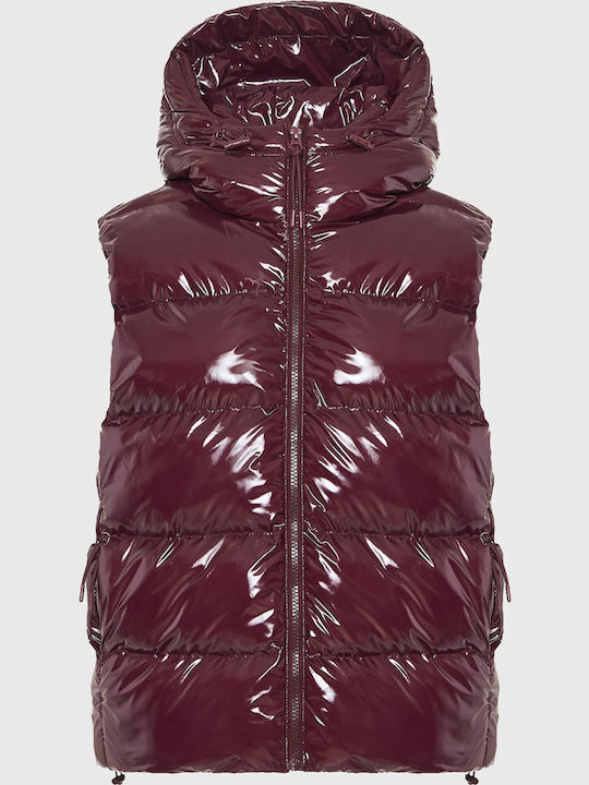 Jachetă de femei Fără mâneci Puffer Burgundy