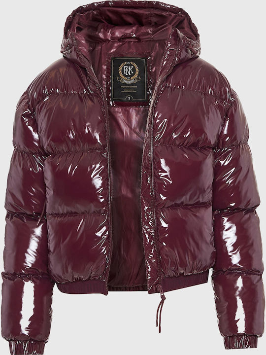 Women's Puffer Jacket for Winter with Hood Burgundy