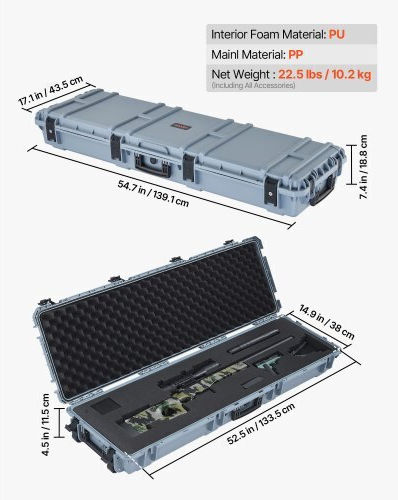 Vevor Βαλίτσα για Καραμπίνα Γκρι 132cm