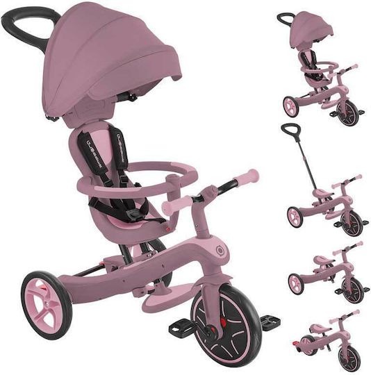 Globber Explorer Trike Ecologic Превозно Средство с Ръкохватка за Родител 4 в 1 за 18 Месеца Berry