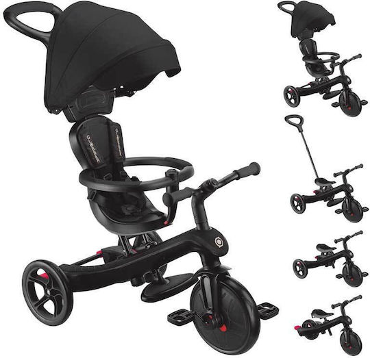Globber Explorer Trike Превозно Средство с Ръкохватка за Родител 4 в 1 за 10 Месеца Черно