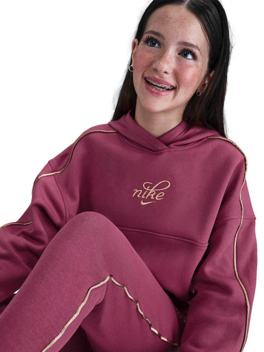 Fleece Επένδυση Παιδικό Φούτερ Cropped με Κουκούλα Red Nsw Club