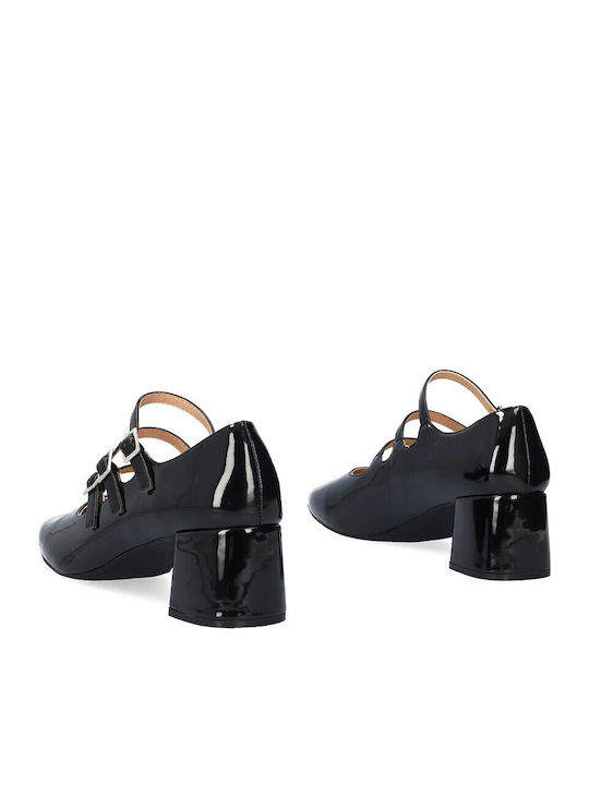 Black Medium Heels with Strap