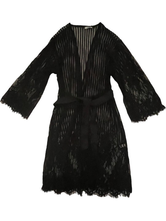 Luna Women's Robe with Nightdress Black 6302