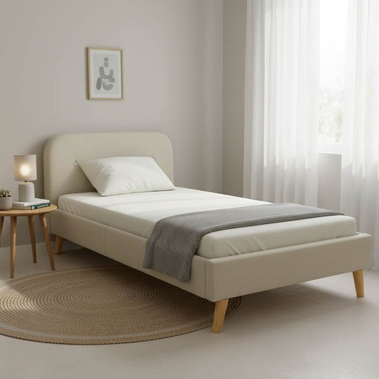 Lumilux Κρεβάτι Μονό για Στρώμα 100x200cm Μπεζ Lumilux Κρεβάτι Μονό για Στρώμα 100x200cm Μπεζ