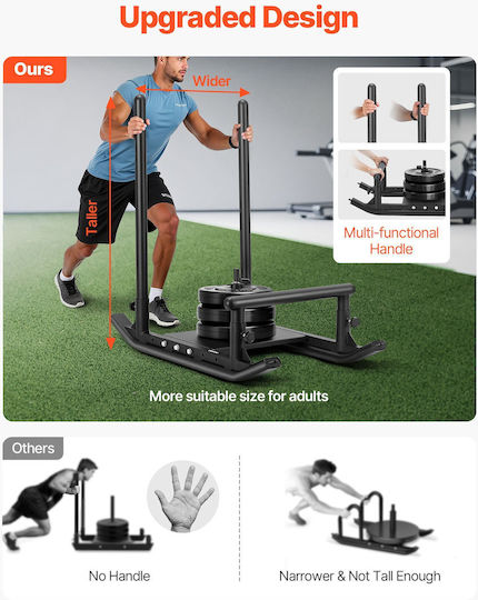 Vevor Steel Weight Sled Power Sled Strength Training Sleds Speed Improvement Athletic Exercise Crossfit Equipment Gym Equipment Handle Compatible with Weight Plates 25/51 mm Black
