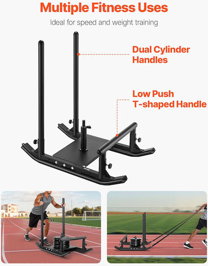 Vevor Steel Weight Sled Power Sled Strength Training Sleds Speed Improvement Athletic Exercise Crossfit Equipment Gym Equipment Handle Compatible with Weight Plates 25/51 mm Black