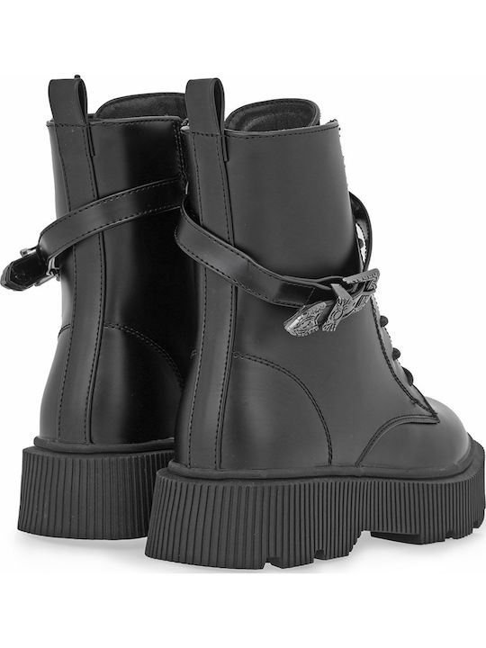 Kinderstiefel mit Schnürsenkeln Schwarz
