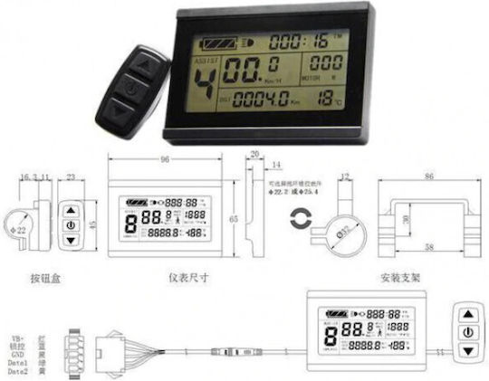 Electric Bike Display + Controller Kt Lcd3 36v 48v 500w