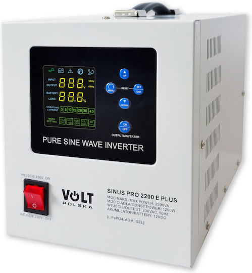 Volt Polska 3SPM22012M Pure Sine Wave Inverter Power 1200W with Nominal Input Voltage 12V Single Phase