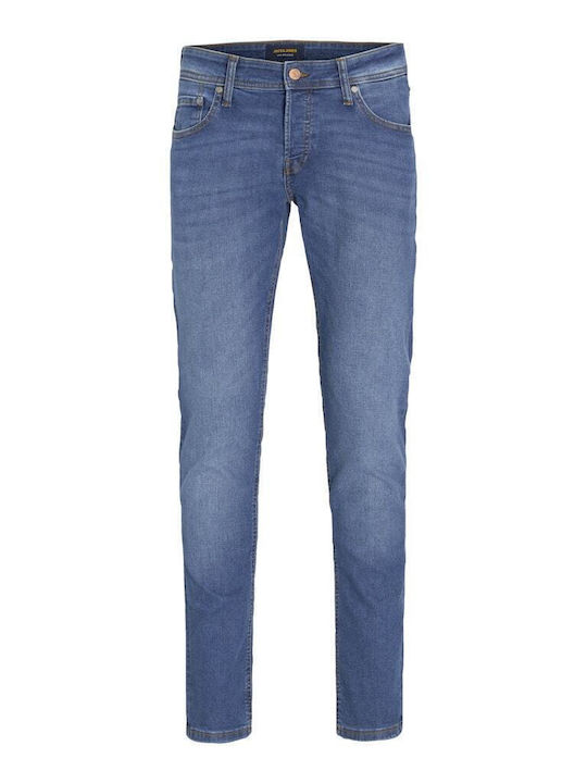 Ανδρικό Παντελόνι Τζιν Ελαστικό με Slim Baggy Εφαρμογή Μπλε