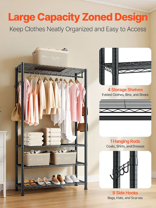 Vevor Floor Garment Rack made of Metal Gray 76.2x35.6x194cm