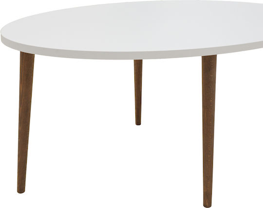 Masa De Cafea Centrală Ovală Barton Din Lemn Alb - Maro L91xL45xÎ40cm