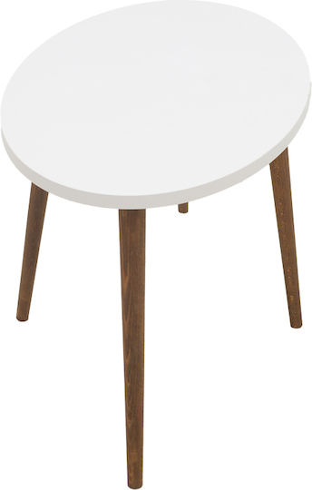 Masa De Cafea Centrală Ovală Barton Din Lemn Alb - Maro L91xL45xÎ40cm