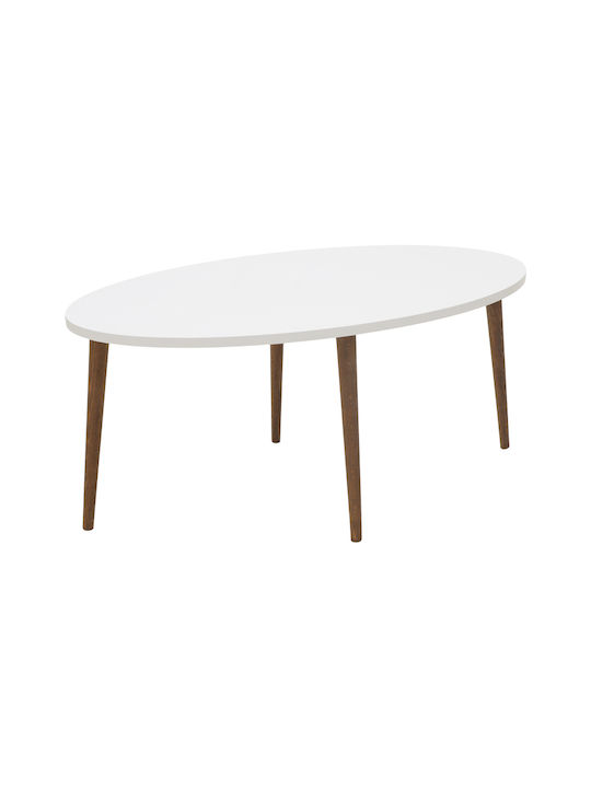 Oval Central Coffee Table Barton Wooden White - Brown W91xL45xH40cm