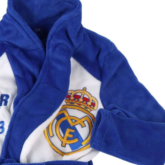 Real Madrid Halat de Baie pentru Copii Albastru cu Glugă Real Madrid Halat de Baie pentru Copii Albastru cu Glugă
