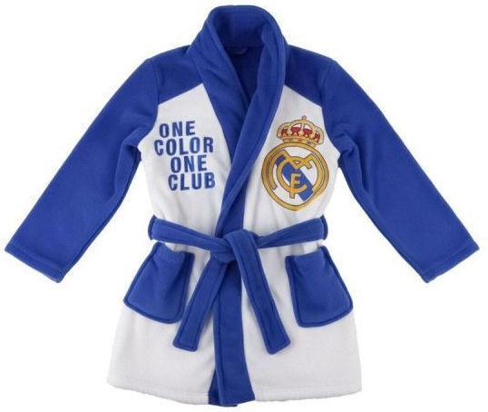 Real Madrid Kids Hooded Bathrobe Blue