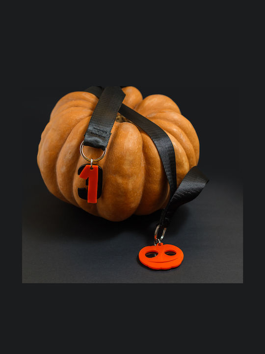 Μπρελόκ Λαιμού Halloween Κολοκύθα Μαύρο Ιμάντα