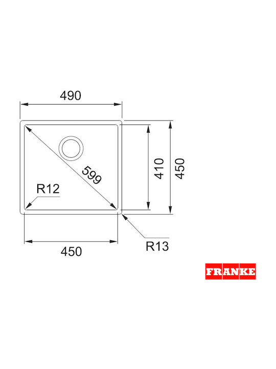 Franke Box Bxx 210-45/110 1270477236 Undermount Sink Inox W49xD45cm Silver