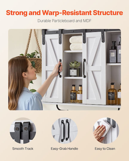 Vevor Wall Mounted Bathroom Shelf Wooden White