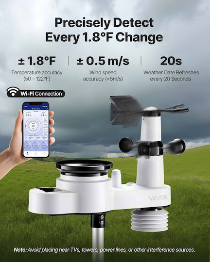 Vevor TYNQXZWIFI75D9JM2001V2 Wireless Digital Weather Station Tabletop