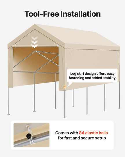 Vevor Κάλυμμα για Κιόσκι Μπεζ με Επίστρωση PU 3x6m