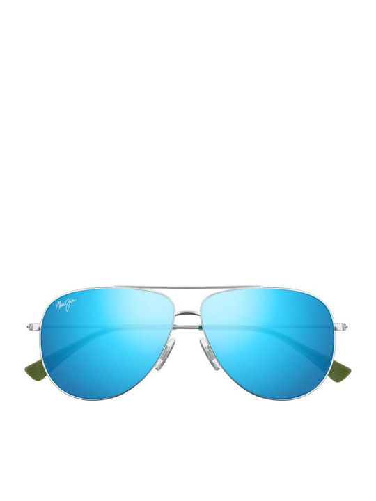 Maui Jim Ανδρικά Γυαλιά Ηλίου με Ασημί Μεταλλικό Σκελετό και Μπλε Φακό B665-17B