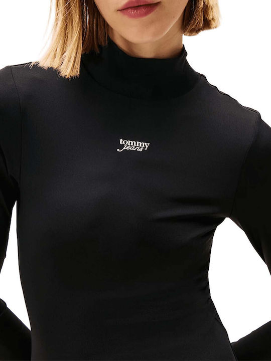 Rochie Mini Tricotată Cu Guler Înalt Argintiu