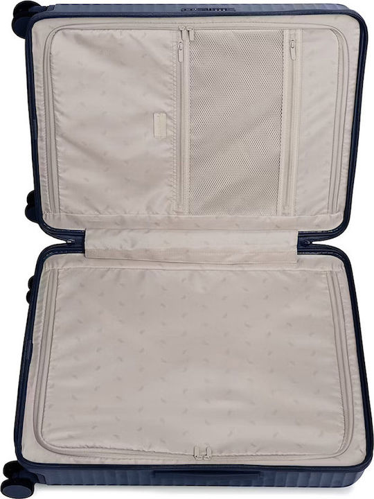 Puccini Monte Carlo Μεσαία Βαλίτσα Ταξιδίου Σκληρή Navy Blue με 4 Ρόδες Ύψους 65.5εκ.