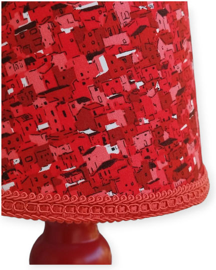 Oxygen Red Town Table Lamp for E27 Socket with Red Shade and Base