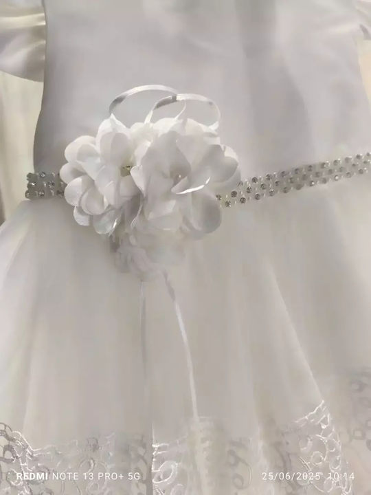 Kinderkleid Kurzärmelig Tüll Set aus 2 mit Zubehör Weiß