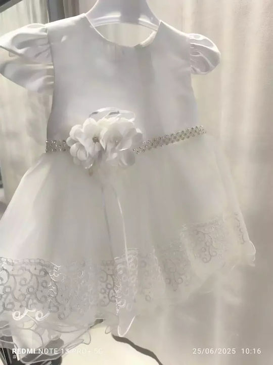 Kinderkleid Kurzärmelig Tüll Set aus 2 mit Zubehör Weiß