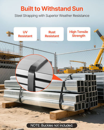 Vevor Durable Steel Tying Strip 19 Mm X 0.55 Mm X 91 M 1,710 Lbs Breaking Strength Bzkzdgd34inca7655001v0