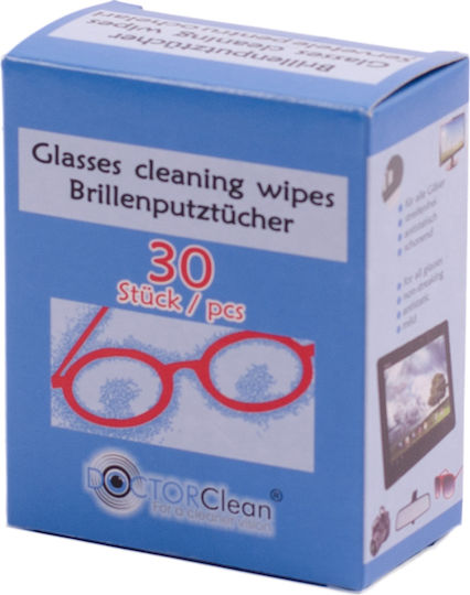 Set 2 X Doctor Clean Șervețele Pentru Curățarea Ochelarilor Pachet 30 Bucăți Curățare Lentile Ecrane Suprafețe Optice