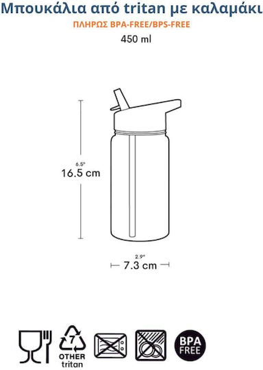 A Little Lovely Company Kids Water Bottle Tritan 450ml