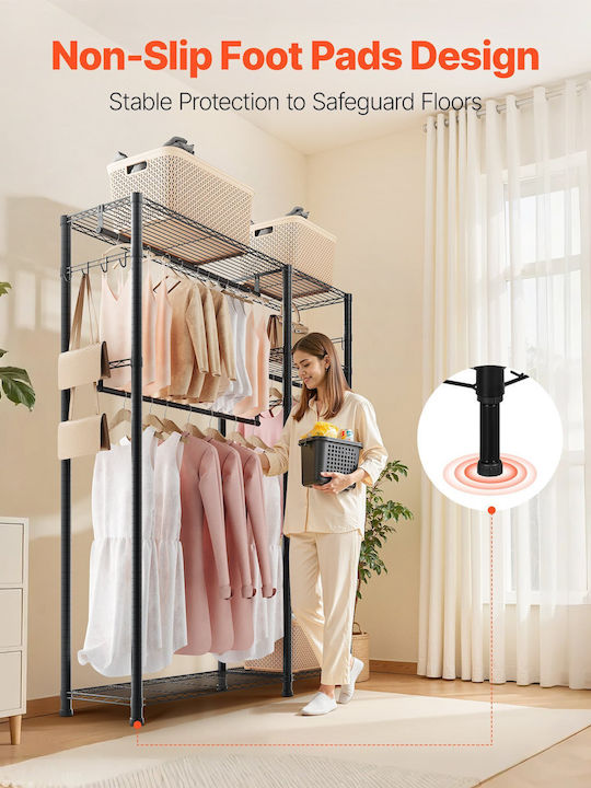 Vevor Floor Garment Rack made of Metal Black 114x42x194cm