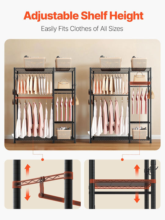 Vevor Floor Garment Rack made of Metal Black 114x42x194cm