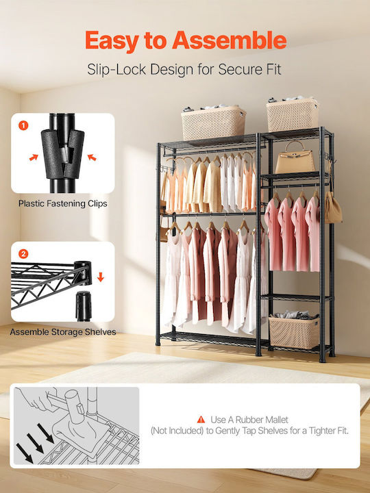 Vevor Floor Garment Rack made of Metal Black 114x42x194cm