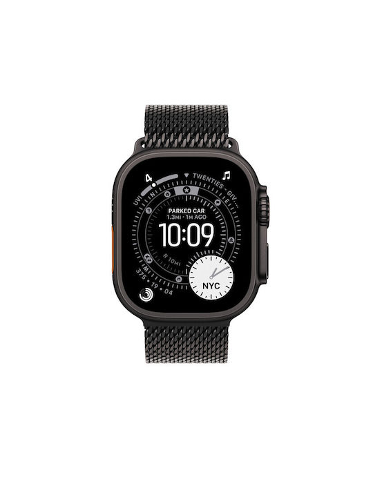 Apple Titanium Milanese Loop 49mm - Large Λουράκι Ανοξείδωτο Ατσάλι Black (Apple Watch 44/45/46mm/Ultra 49mm)