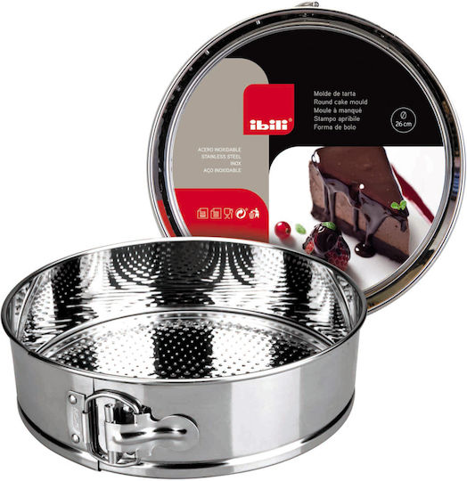 Ibili Formă de Patiserie pentru Chec din Oțel Inoxidabil cu Bază Detașabilă 24x6.5buc 1buc