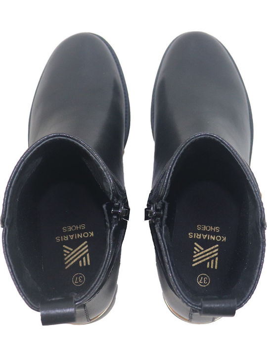 Leder Stiefeletten Damen Schwarz