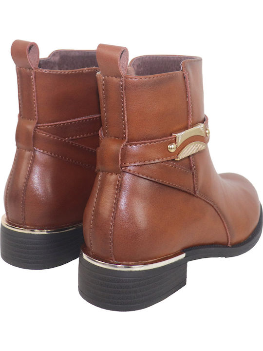 Leder Stiefeletten Damen Tabac Braun