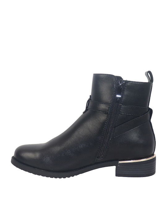 Leder Stiefeletten Damen Schwarz